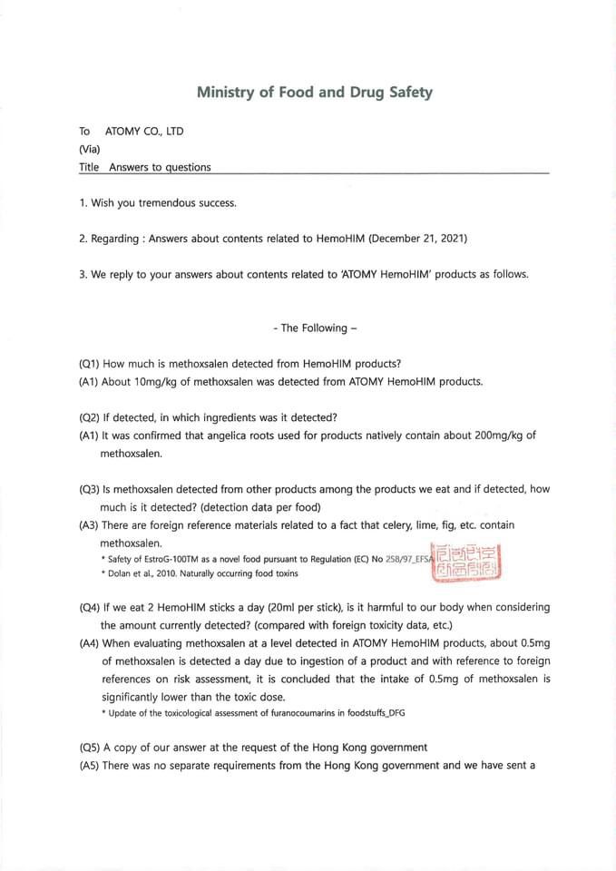 Notarial Certificate Statement for HemoHIM - Page 2