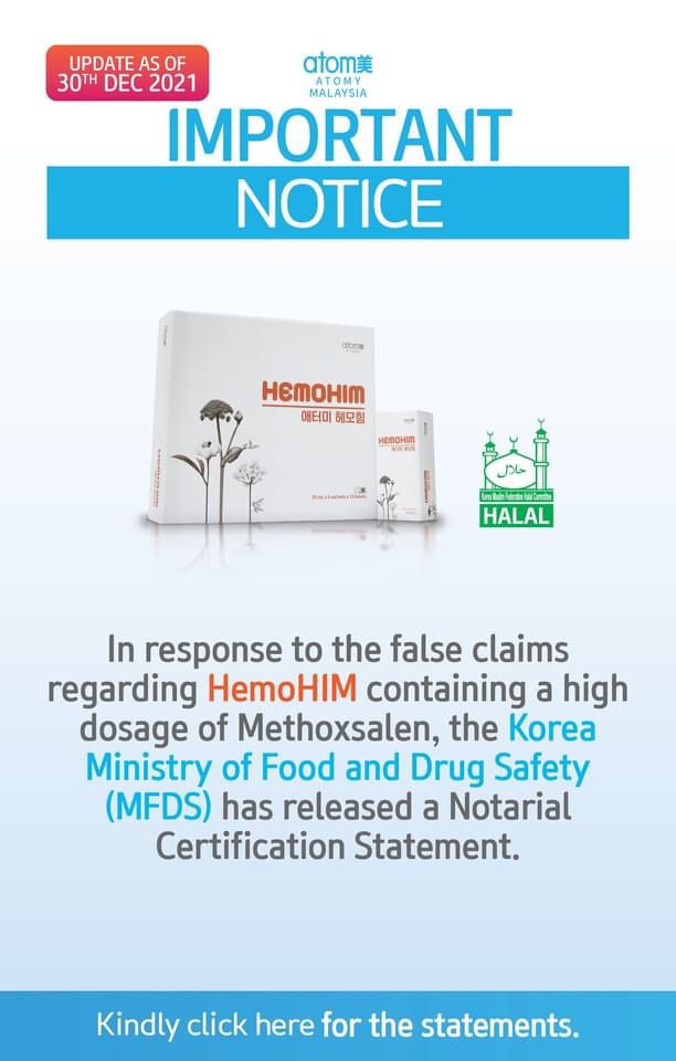 Notarial Certificate Statement for HemoHIM - Page 1